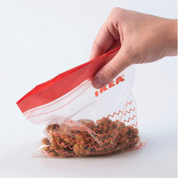 Pack de 60 Bolsas Reutilizables IKEA ISTAD Rojas con Cierre Hermético. Incluye 30 bolsas de 1L y 30 bolsas de 0,4L, perfectas para congelar y conservar alimentos. Ikea - ingredientes