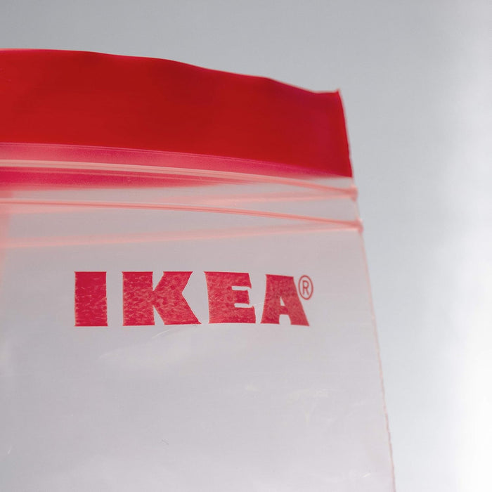 Pack de 60 Bolsas Reutilizables IKEA ISTAD Rojas con Cierre Hermético. Incluye 30 bolsas de 1L y 30 bolsas de 0,4L, perfectas para congelar y conservar alimentos. Ikea - lateral
