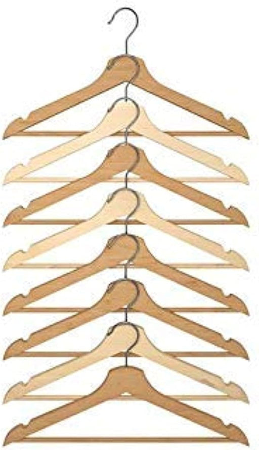 Pack de 8 Perchas de Madera Maciza IKEA BUMERANG en color Natural. Unas perchas robustas y con un diseño curvado para cuidar tu ropa y dar un toque cálido a tu armario. Ikea - frontal