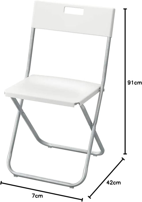 Silla Plegable Gunde de Ikea en color Blanco. Diseño funcional y ligero, ideal para ahorrar espacio. Estructura de acero y asiento de plástico de polipropileno. Ikea - pack