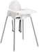 Trona para bebé IKEA ANTILOP, color blanco. Diseño seguro y funcional con patas de acero, cinturón de seguridad y bandeja extraíble. Ideal para hogar y restaurantes. Ikea - frontal