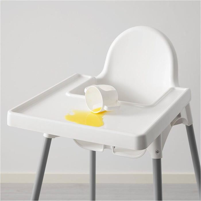 Trona para bebé IKEA ANTILOP, color blanco. Diseño seguro y funcional con patas de acero, cinturón de seguridad y bandeja extraíble. Ideal para hogar y restaurantes. Ikea - ingredientes