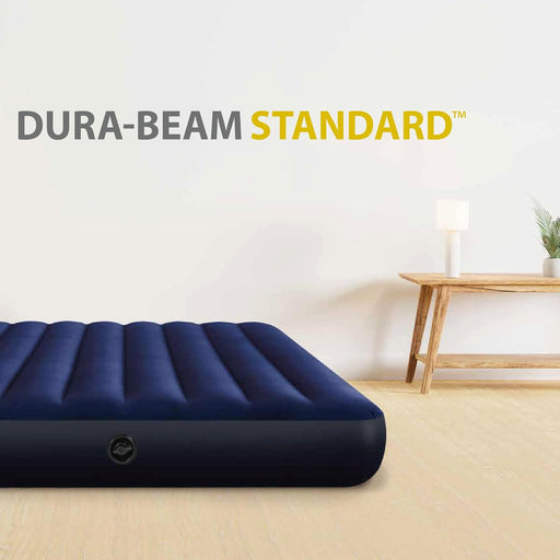 Colchón Hinchable Doble Intex Dura-Beam (137x191x25 cm). Cama de aire para dos personas con tecnología Fiber-Tech, ideal para camping o como cama de invitados en casa. Intex - pack