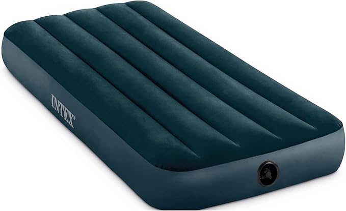 Colchón Hinchable Individual Intex con Tecnología Fiber-Tech. Una cama de aire para una persona con soporte equilibrado, superficie flocada y un plegado que no ocupa espacio. Intex - frontal