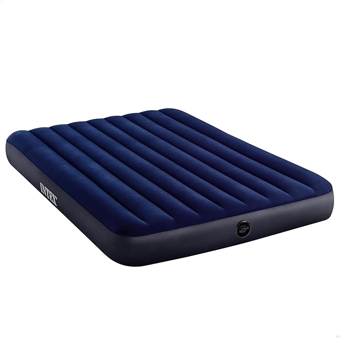 Colchón Hinchable Queen Intex Dura-Beam Classic Downy (152x203x25 cm). Cama de aire de gran tamaño para 2 personas con tecnología Fiber-Tech para un confort postural superior. Intex - frontal