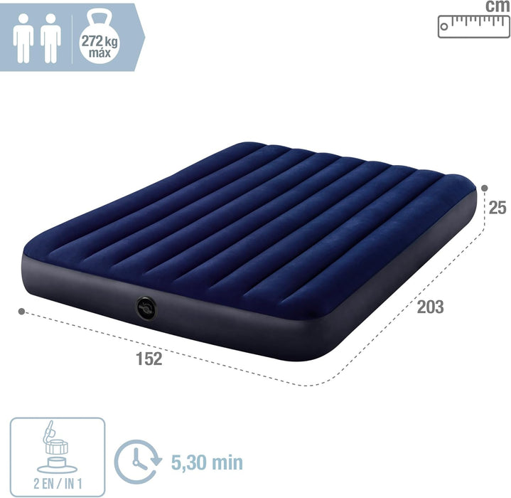 Colchón Hinchable Queen Intex Dura-Beam Classic Downy (152x203x25 cm). Cama de aire de gran tamaño para 2 personas con tecnología Fiber-Tech para un confort postural superior. Intex - ingredientes