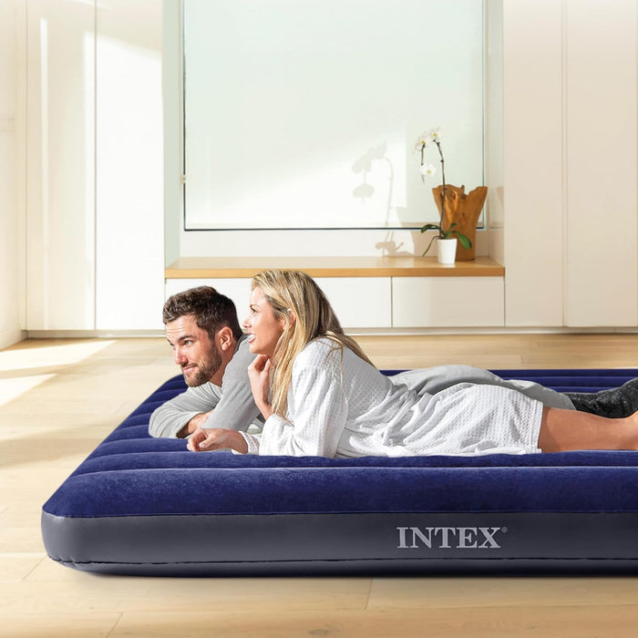 Colchón Hinchable Queen Intex Dura-Beam Classic Downy (152x203x25 cm). Cama de aire de gran tamaño para 2 personas con tecnología Fiber-Tech para un confort postural superior. Intex - lateral