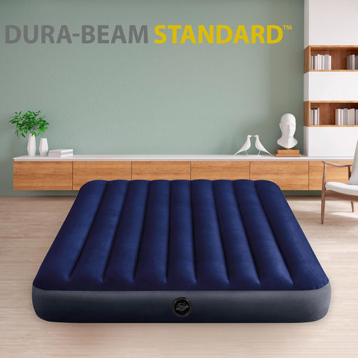 Colchón Hinchable Queen Intex Dura-Beam Classic Downy (152x203x25 cm). Cama de aire de gran tamaño para 2 personas con tecnología Fiber-Tech para un confort postural superior. Intex - pack