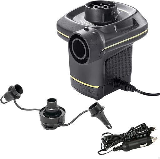Inflador Eléctrico Intex Quick Fill con doble conexión (220V y 12V). Una bomba de aire portátil con 3 boquillas y función de inflado y desinflado rápido para tus hinchables. Intex - frontal