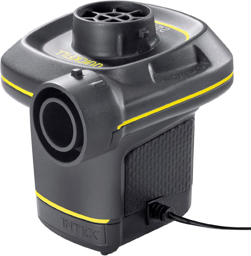 Inflador Eléctrico Intex Quick Fill con doble conexión (220V y 12V). Una bomba de aire portátil con 3 boquillas y función de inflado y desinflado rápido para tus hinchables. Intex - pack
