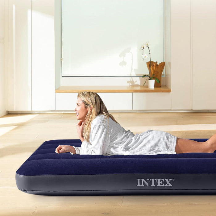 Intex Colchón Hinchable Individual Dura-Beam Classic Downy. Cama de aire de 99x191x25 cm con tecnología Fiber-Tech para un descanso estable y confortable en casa o de camping. Intex - lateral