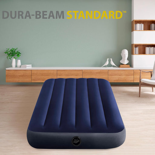 Intex Colchón Hinchable Individual Dura-Beam Classic Downy. Cama de aire de 99x191x25 cm con tecnología Fiber-Tech para un descanso estable y confortable en casa o de camping. Intex - pack