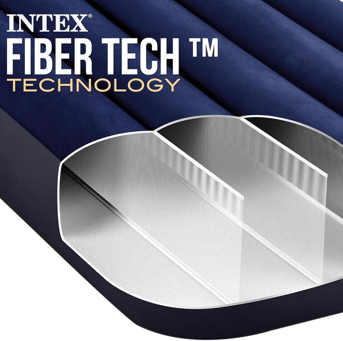 Intex Colchón Hinchable Individual Dura-Beam Classic Downy. Cama de aire de 99x191x25 cm con tecnología Fiber-Tech para un descanso estable y confortable en casa o de camping. Intex - presentacion