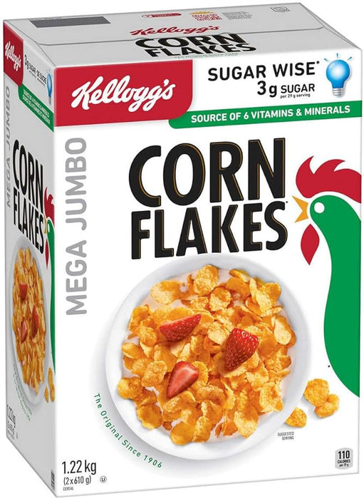 Kellogg's Corn Flakes (Caja de 1,2 kg): Cereales Clásicos en Formato Ahorro Ideales para un Desayuno Crujiente Familiar. Kellogg's - frontal