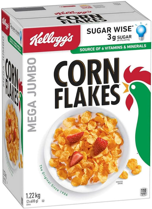 Kellogg's Corn Flakes (Caja de 1,2 kg): Cereales Clásicos en Formato Ahorro Ideales para un Desayuno Crujiente Familiar. Kellogg's - frontal