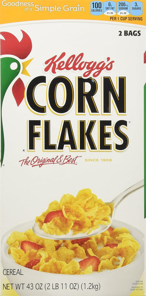 Kellogg's Corn Flakes (Caja de 1,2 kg): Cereales Clásicos en Formato Ahorro Ideales para un Desayuno Crujiente Familiar. Kellogg's - pack