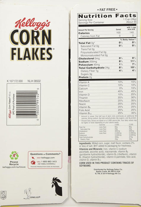 Kellogg's Corn Flakes (Caja de 1,2 kg): Cereales Clásicos en Formato Ahorro Ideales para un Desayuno Crujiente Familiar. Kellogg's - uso