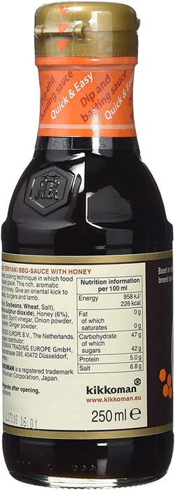 Kikkoman Salsa Teriyaki Barbacoa con Miel, 250ml. La marinada y glaseado perfectos para tus barbacoas, con el toque dulce de la miel para un acabado caramelizado y extra jugoso. Kikkoman - pack