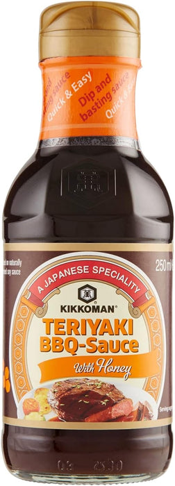 Kikkoman Salsa Teriyaki Barbacoa con Miel, 250ml. La marinada y glaseado perfectos para tus barbacoas, con el toque dulce de la miel para un acabado caramelizado y extra jugoso. Kikkoman - uso