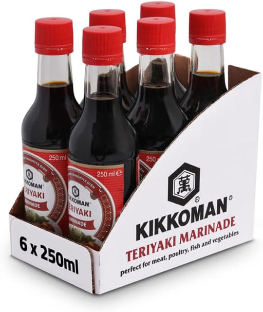 Kikkoman Salsa Teriyaki para Marinar y Glasear, 250ml. La auténtica salsa japonesa para dar un sabor exótico, dulce y un brillo espectacular a tus carnes, pescados y verduras. Kikkoman - frontal