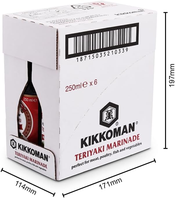 Kikkoman Salsa Teriyaki para Marinar y Glasear, 250ml. La auténtica salsa japonesa para dar un sabor exótico, dulce y un brillo espectacular a tus carnes, pescados y verduras. Kikkoman - uso