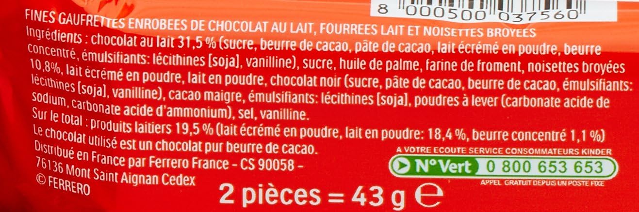 Caja de 30 paquetes de Kinder Bueno Clásico (60 barritas). El icónico snack de crujiente barquillo con cremoso relleno de avellanas y bañado en chocolate con leche. Kinder - extra