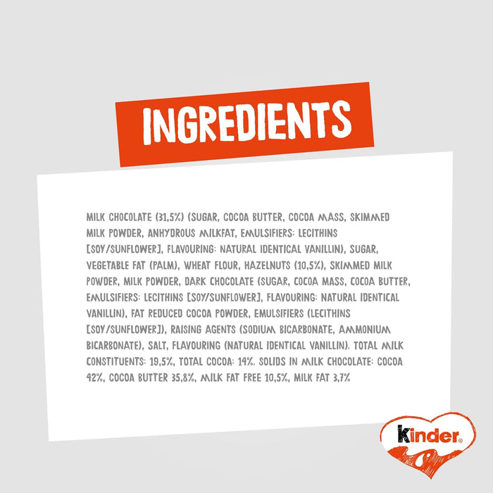 Caja de 30 paquetes de Kinder Bueno Clásico (60 barritas). El icónico snack de crujiente barquillo con cremoso relleno de avellanas y bañado en chocolate con leche. Kinder - uso