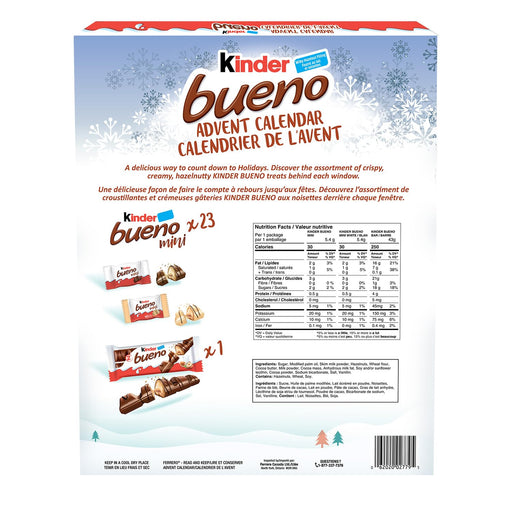 Calendario de Adviento Kinder Bueno 2024, la cuenta atrás más deliciosa para Navidad con 24 sorpresas de chocolate cremoso y barquillos crujientes. Un regalo ideal de 167g. Kinder - pack
