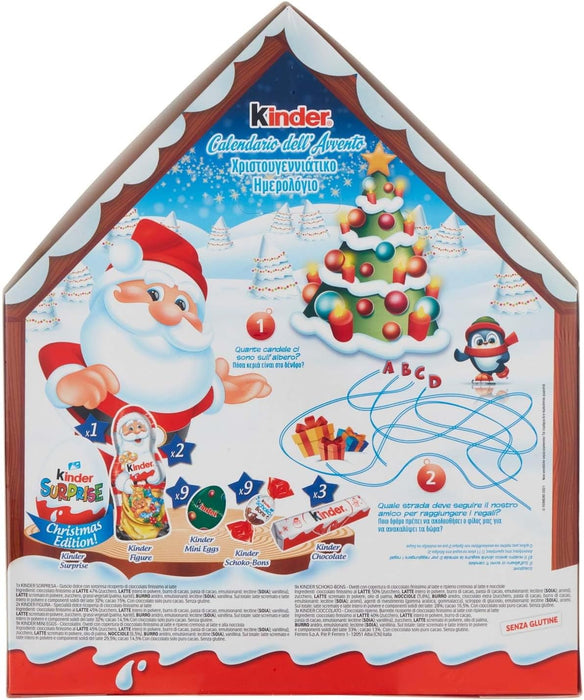 Calendario de Adviento Kinder Casa de Navidad, 184g. Un adorable calendario con forma de casita que esconde 24 deliciosas sorpresas de chocolate con leche Kinder. Kinder - detalle