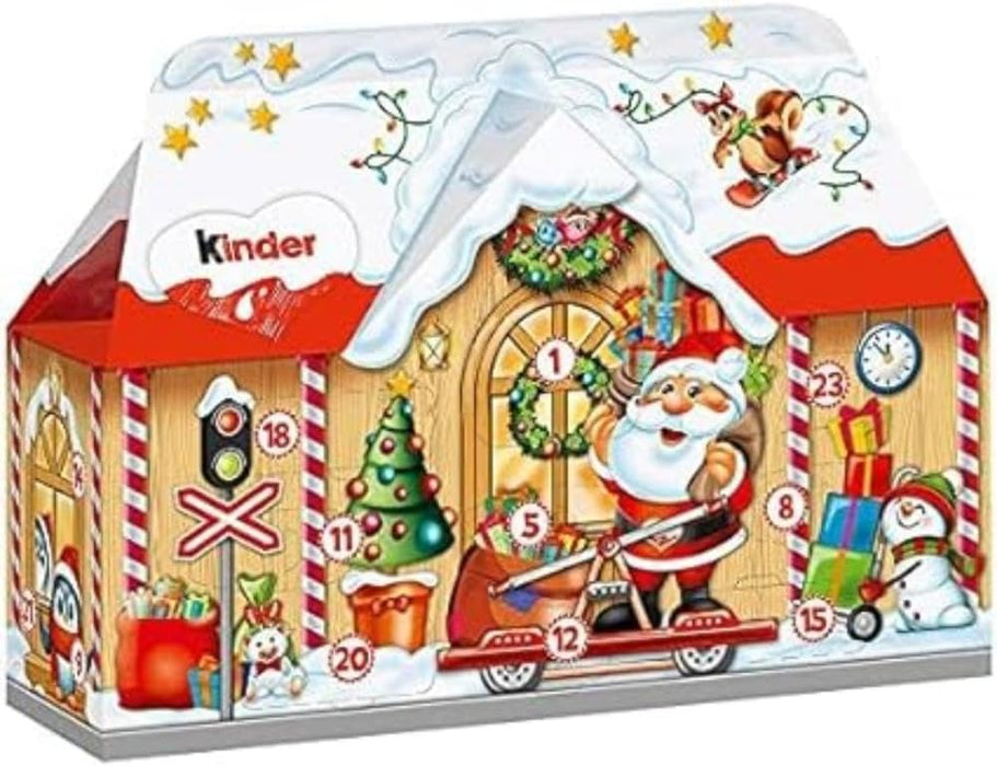 Calendario de Adviento Kinder con forma de Casita. Incluye 24 ventanas con un surtido de los mejores chocolates Kinder y mensajes de vídeo personalizados de Papá Noel. Kinder - zoom