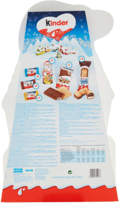 Calendario de Adviento Kinder Mix (203g) con un surtido de 6 especialidades de chocolate y galletas. Una cuenta atrás para Navidad con los snacks Kinder favoritos de todos. Kinder - ingredientes