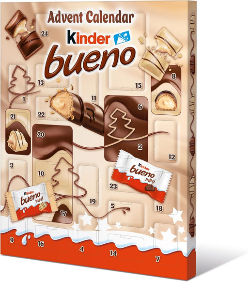 Kinder Calendario de Adviento, Caja con 24 sorpresas de chocolate. Un surtido de chocolatinas y snacks de chocolate con leche Kinder para la cuenta atrás de Navidad. Kinder - pack