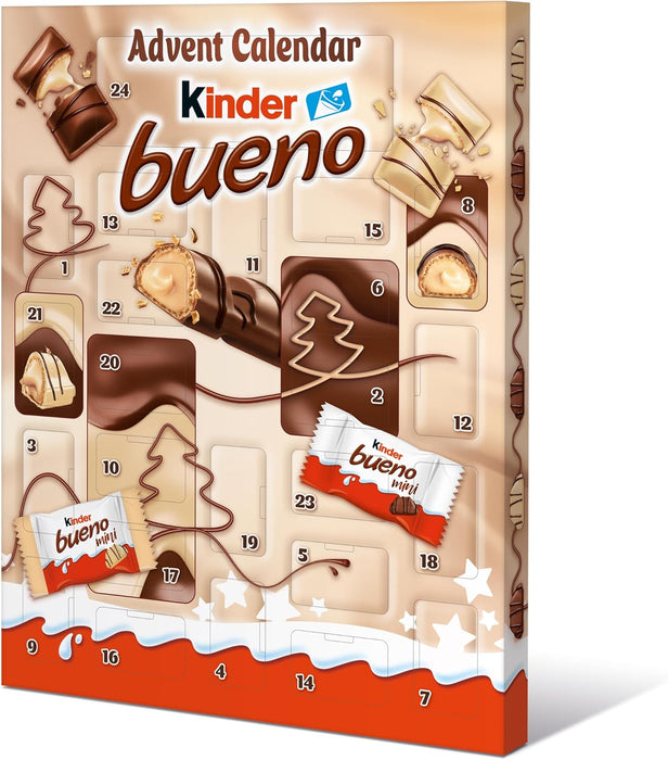 Kinder Calendario de Adviento, Caja con 24 sorpresas de chocolate. Un surtido de chocolatinas y snacks de chocolate con leche Kinder para la cuenta atrás de Navidad. Kinder - pack