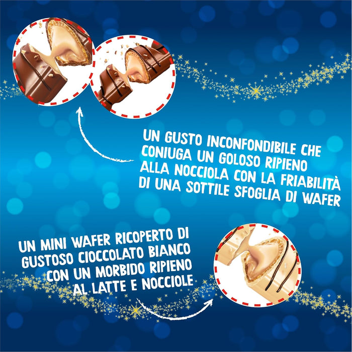Kinder Calendario de Adviento, Caja con 24 sorpresas de chocolate. Un surtido de chocolatinas y snacks de chocolate con leche Kinder para la cuenta atrás de Navidad. Kinder - presentacion