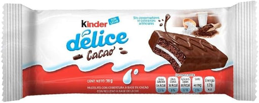Kinder Délice, el bizcocho tierno con relleno de leche y cobertura de cacao. El snack perfecto para la merienda de los niños, un clásico que nunca falla. Kinder - frontal
