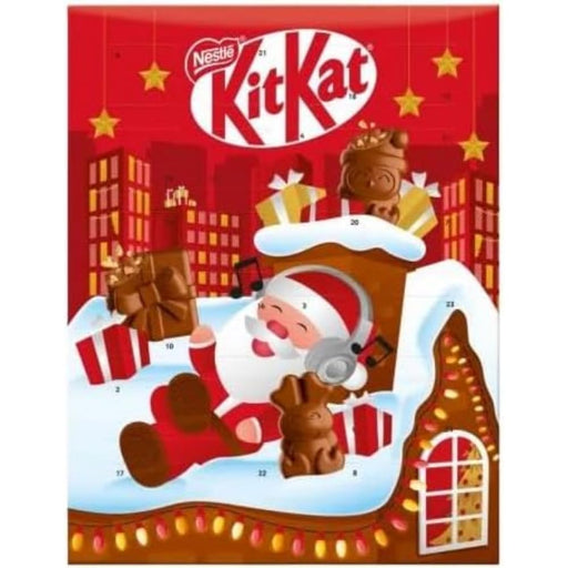 Calendario de Adviento KitKat con 24 sorpresas de chocolate con leche, 85g. El regalo ideal para la cuenta atrás de Navidad, con un diseño festivo y delicioso sabor. Kit Kat - frontal