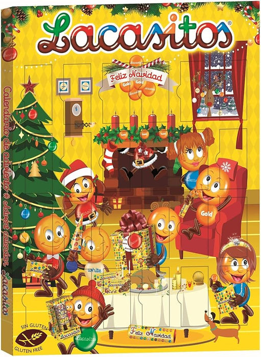 Calendario de Adviento Lacasitos, la forma más colorida y divertida de esperar la Navidad. Con 24 sorpresas de chocolate recubiertas de azúcar, un total de 72g de sabor. Lacasitos - frontal