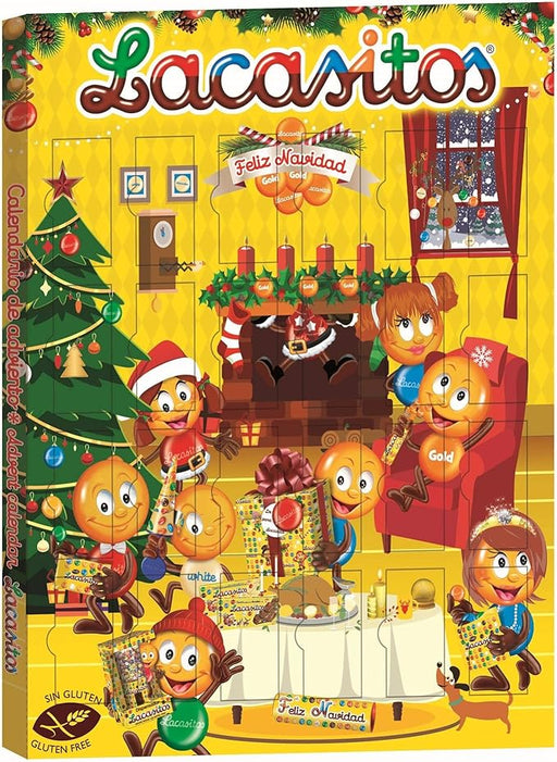 Calendario de Adviento Lacasitos, la forma más colorida y divertida de esperar la Navidad. Con 24 sorpresas de chocolate recubiertas de azúcar, un total de 72g de sabor. Lacasitos - frontal
