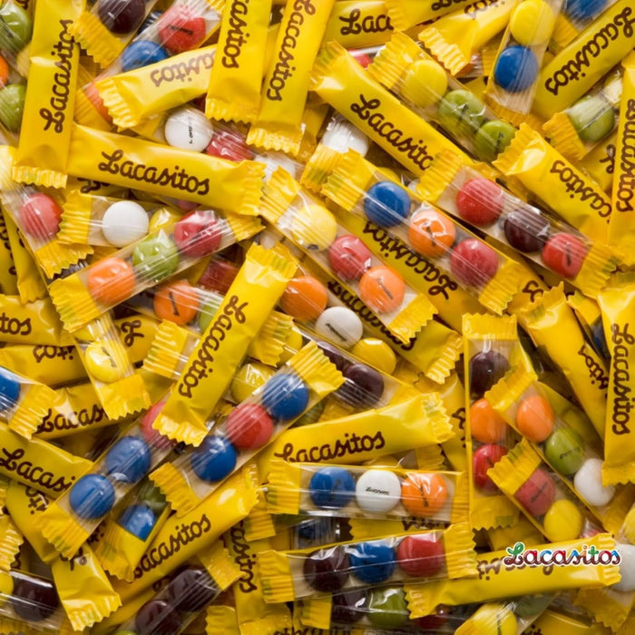 Lacasitos, pack de 1.2Kg en bolsitas de 3 unidades. Un formato con 2 cajas de 200 bolsitas (400 uds en total), ideal para hostelería, oficinas, cafeterías y eventos. Lacasitos - detalle