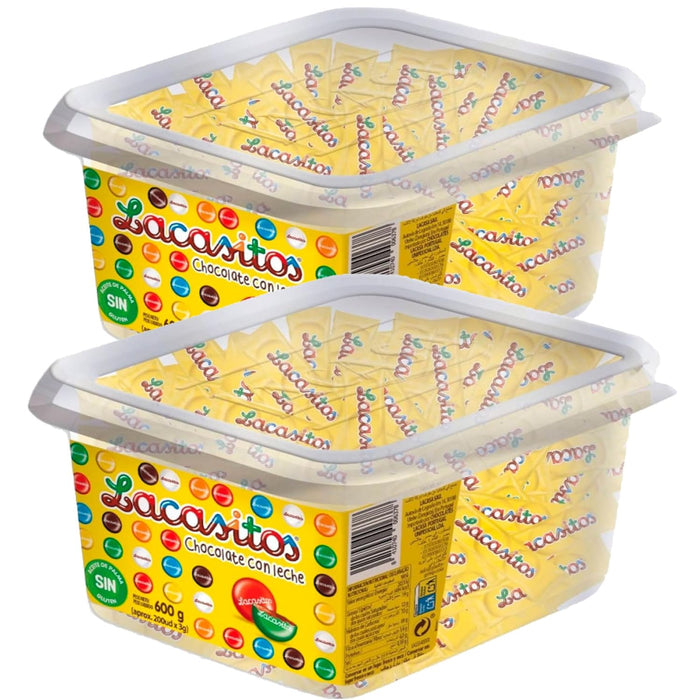 Lacasitos, pack de 1.2Kg en bolsitas de 3 unidades. Un formato con 2 cajas de 200 bolsitas (400 uds en total), ideal para hostelería, oficinas, cafeterías y eventos. Lacasitos - pack