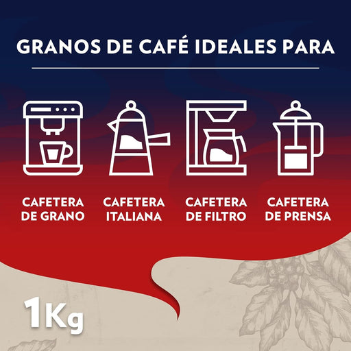 Lavazza Crema e Gusto Classico, café en grano de tueste natural 1Kg. Blend de Arábica y Robusta con intensidad 7/10 y notas especiadas, ideal para cafeteras espresso. Lavazza - pack
