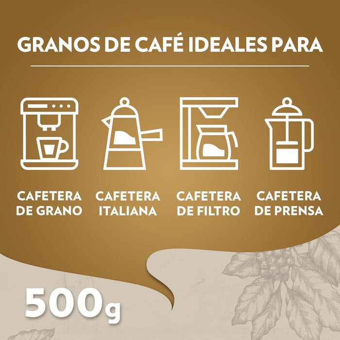 Lavazza Qualità Oro, Café en Grano de Tueste Natural, 500g. Un café 100% Arábica con notas de frutas y flores, ideal para disfrutar de un espresso de calidad superior. Lavazza - presentacion