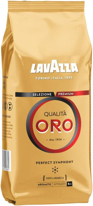 Lavazza Qualità Oro, Café en Grano de Tueste Natural, 500g. Un café 100% Arábica con notas de frutas y flores, ideal para disfrutar de un espresso de calidad superior. Lavazza - zoom