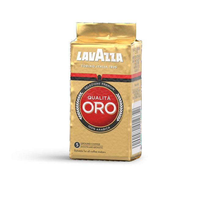 Lavazza Qualità Oro Café Molido 100% Arábica, pack ahorro de 4x250g (1Kg). Un blend premium con notas de frutas y flores para disfrutar del auténtico espresso italiano en casa. Lavazza - zoom