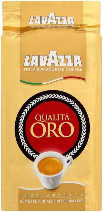 Lavazza Qualità Oro Café Molido 100% Arábica, pack ahorro de 6x250g (1.5Kg). El blend premium de Italia con notas de fruta y flores, ideal para tu cafetera italiana. Lavazza - presentacion