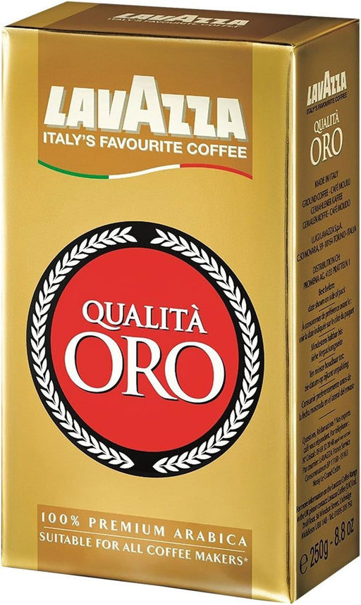 Lavazza Qualità Oro Café Molido 100% Arábica, pack ahorro de 8x250g (2Kg). El blend premium e icónico de Italia, suave y aromático para tu cafetera italiana. Lavazza - pack