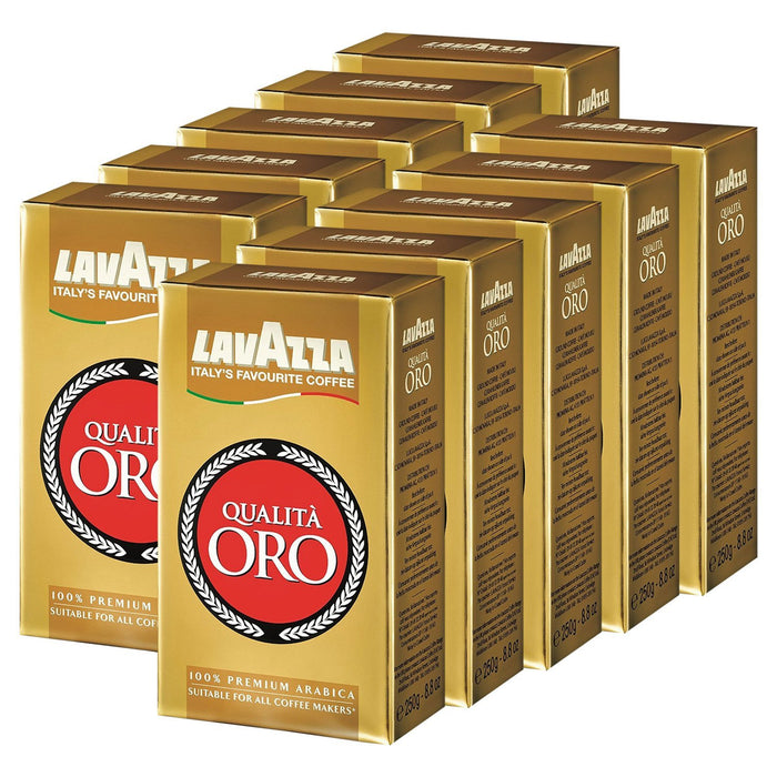 Lavazza Qualità Oro, Café Molido Natural, Pack Ahorro 10x250g (2.5kg), Exclusivo Amazon. Café 100% Arábica ideal para cafetera italiana, de filtro y francesa. Lavazza - extra