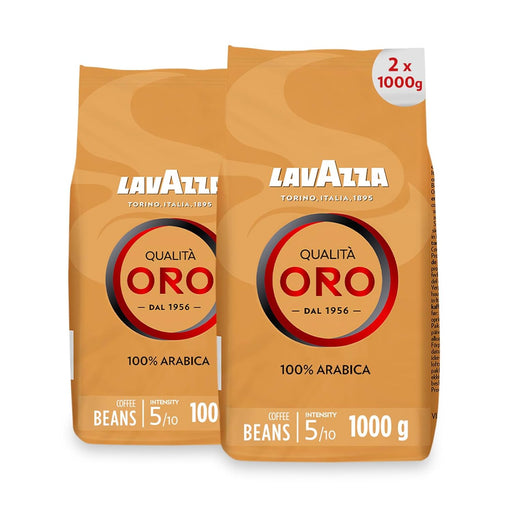Lavazza Qualità Oro, pack ahorro de 2 bolsas de café en grano 100% Arábica (2x1Kg). El blend premium más icónico de Italia, suave y aromático para tu cafetera espresso. Lavazza - frontal