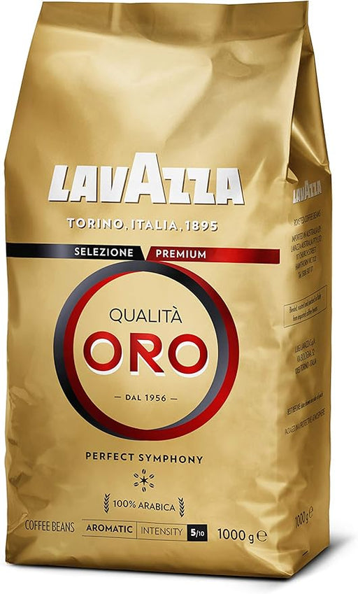 Lavazza Qualità Oro, pack ahorro de 4 bolsas de café en grano 100% Arábica (4x1Kg). El blend premium de Italia para los muy cafeteros, suave y con notas de malta y miel. Lavazza - frontal