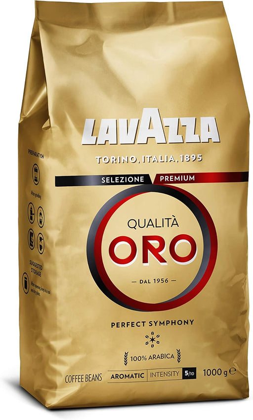 Lavazza Qualità Oro, pack ahorro de 4 bolsas de café en grano 100% Arábica (4x1Kg). El blend premium de Italia para los muy cafeteros, suave y con notas de malta y miel. Lavazza - pack